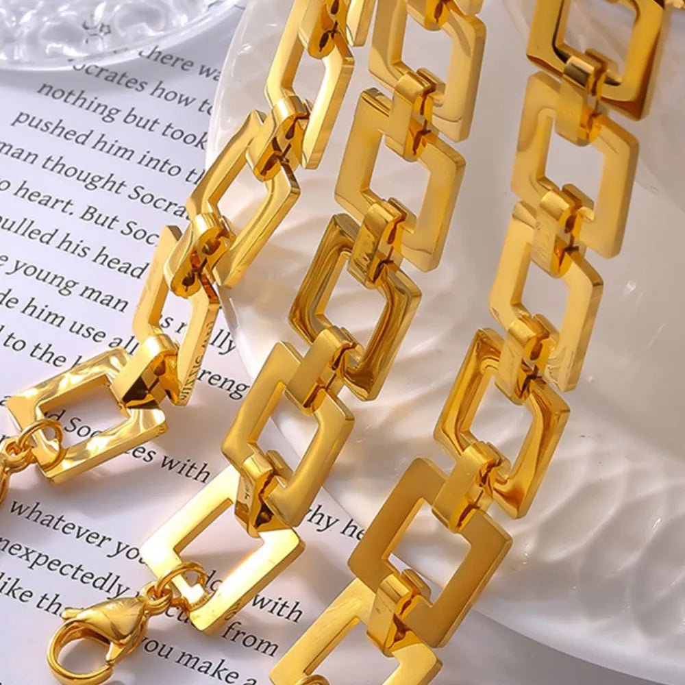 Titanium Steel Hollow Square Chain Bracelet - adritiX