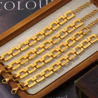Titanium Steel Hollow Square Chain Bracelet - adritiX