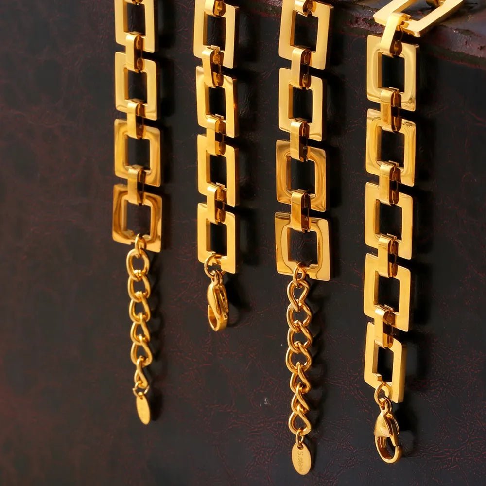 Titanium Steel Hollow Square Chain Bracelet - adritiX