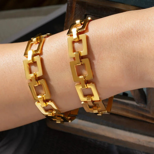 Titanium Steel Hollow Square Chain Bracelet - adritiX