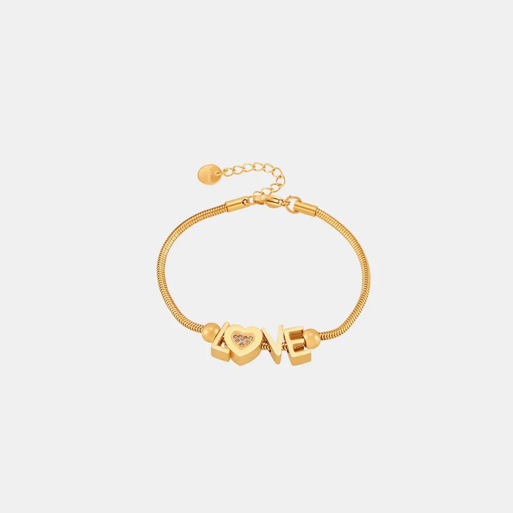 Titanium Steel Rhinestone Letter Bracelet - adritiX