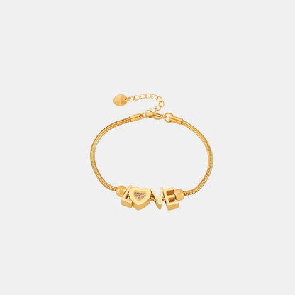 Titanium Steel Rhinestone Letter Bracelet - adritiX
