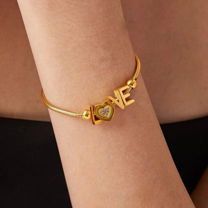 Titanium Steel Rhinestone Letter Bracelet - adritiX