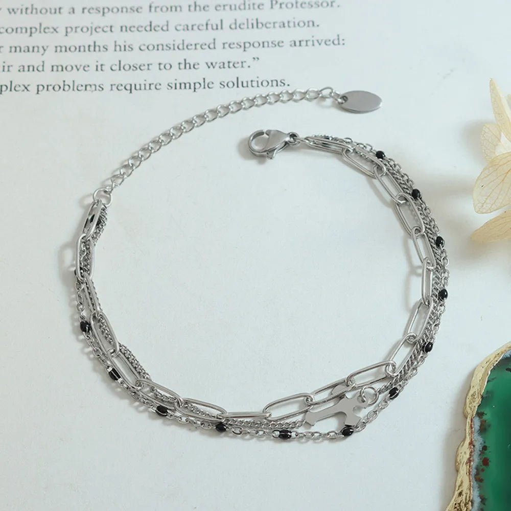 Titanium Steel Three - Layered Bracelet - adritiX