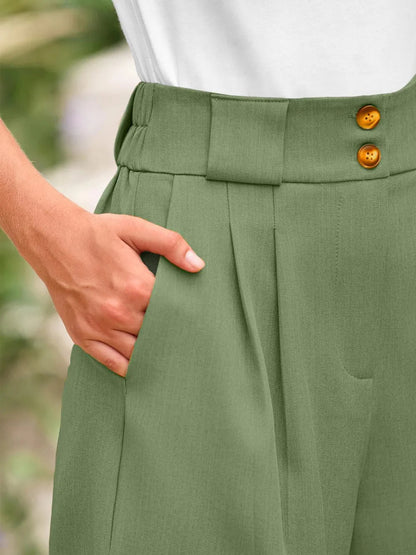 Two Button Wide Waistband Shorts - adritiX