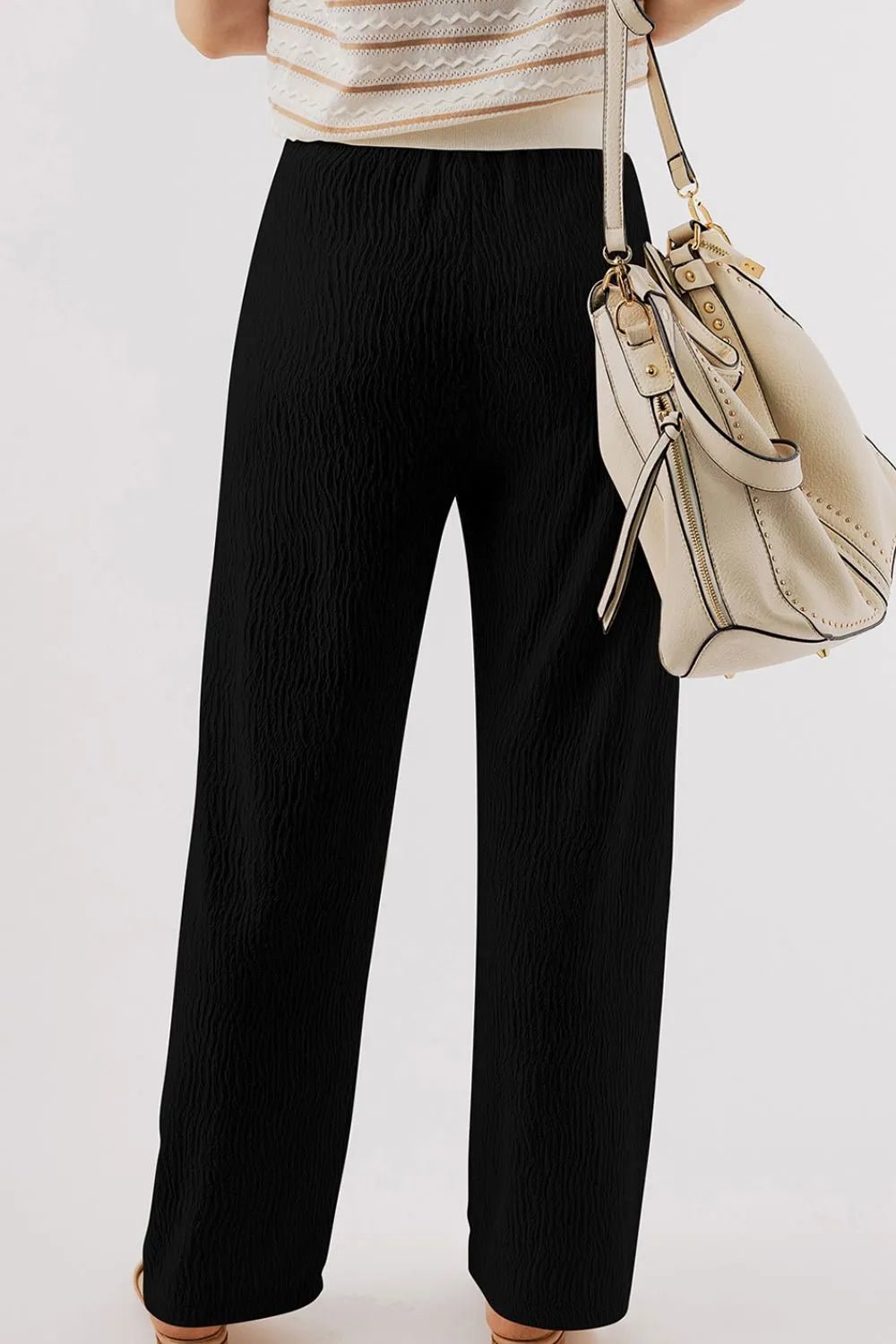Vibrant Styles Textured Drawstring Straight Pants - Effortless Comfort & Chic Fit - adritiX