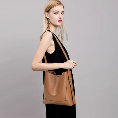 Bags-Shoulder Capacity Women's Leather Height Cross Body Bucket Bag - adritiX