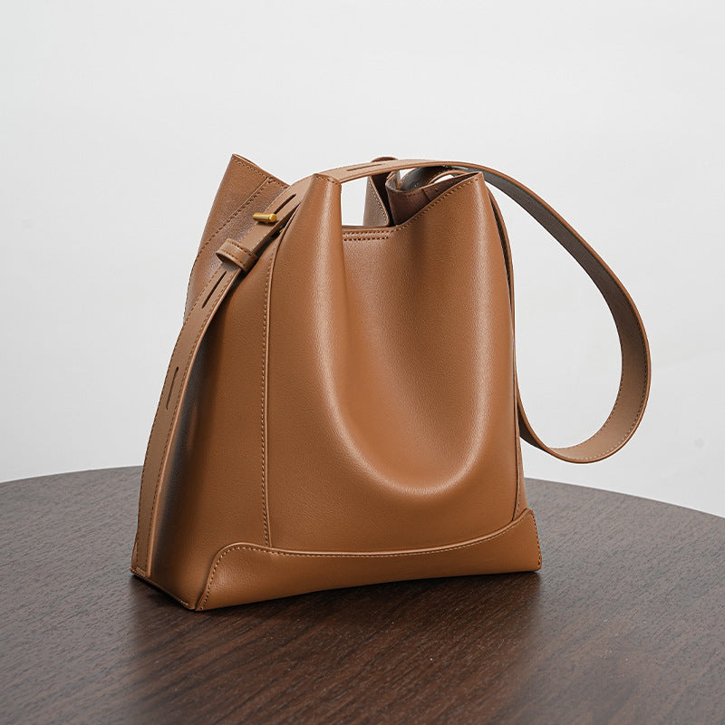 Bags-Shoulder Capacity Women's Leather Height Cross Body Bucket Bag - adritiX
