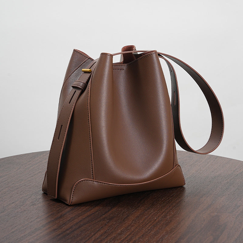 Bags-Shoulder Capacity Women's Leather Height Cross Body Bucket Bag - adritiX
