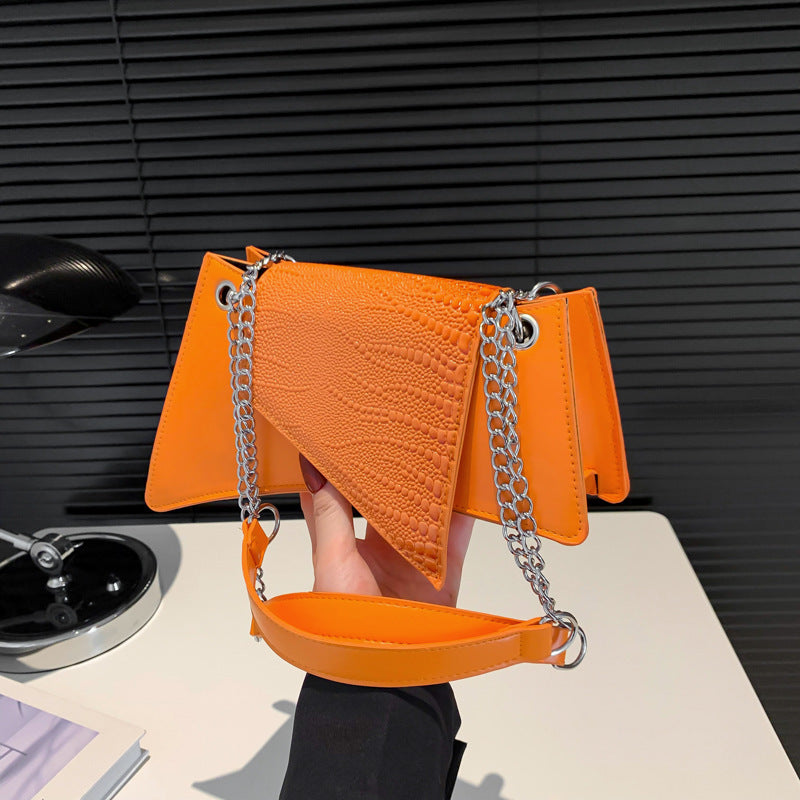 Bags-Stone Pattern Patent Leather Glossy Square Pouch Women - adritiX
