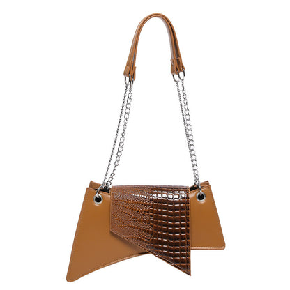 Bags-Stone Pattern Patent Leather Glossy Square Pouch Women - adritiX
