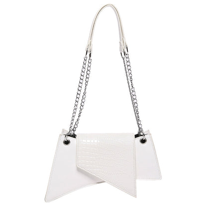 Bags-Stone Pattern Patent Leather Glossy Square Pouch Women - adritiX