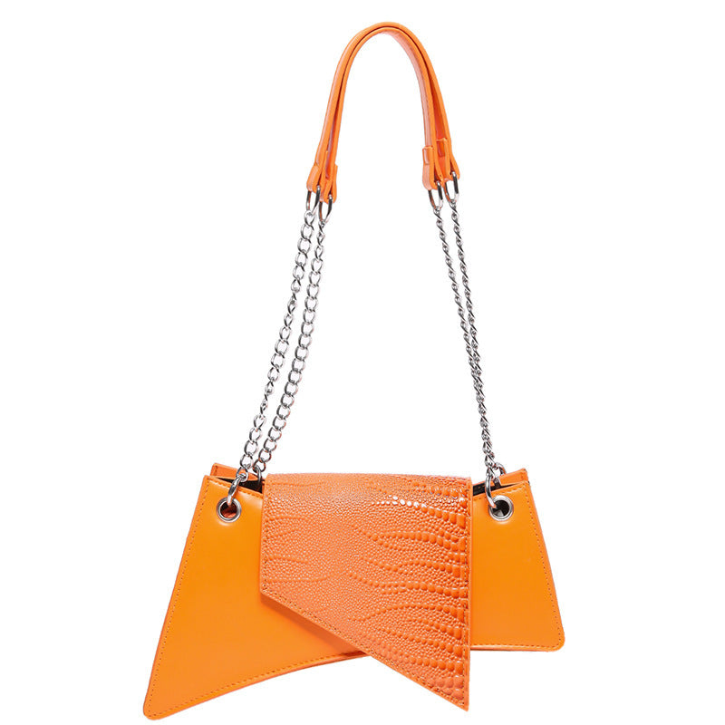 Bags-Stone Pattern Patent Leather Glossy Square Pouch Women - adritiX
