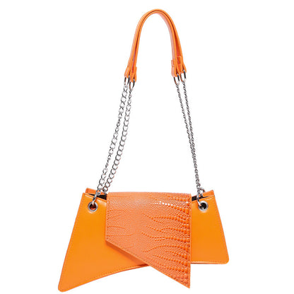 Bags-Stone Pattern Patent Leather Glossy Square Pouch Women - adritiX