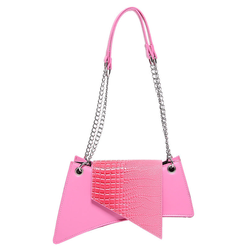 Bags-Stone Pattern Patent Leather Glossy Square Pouch Women - adritiX