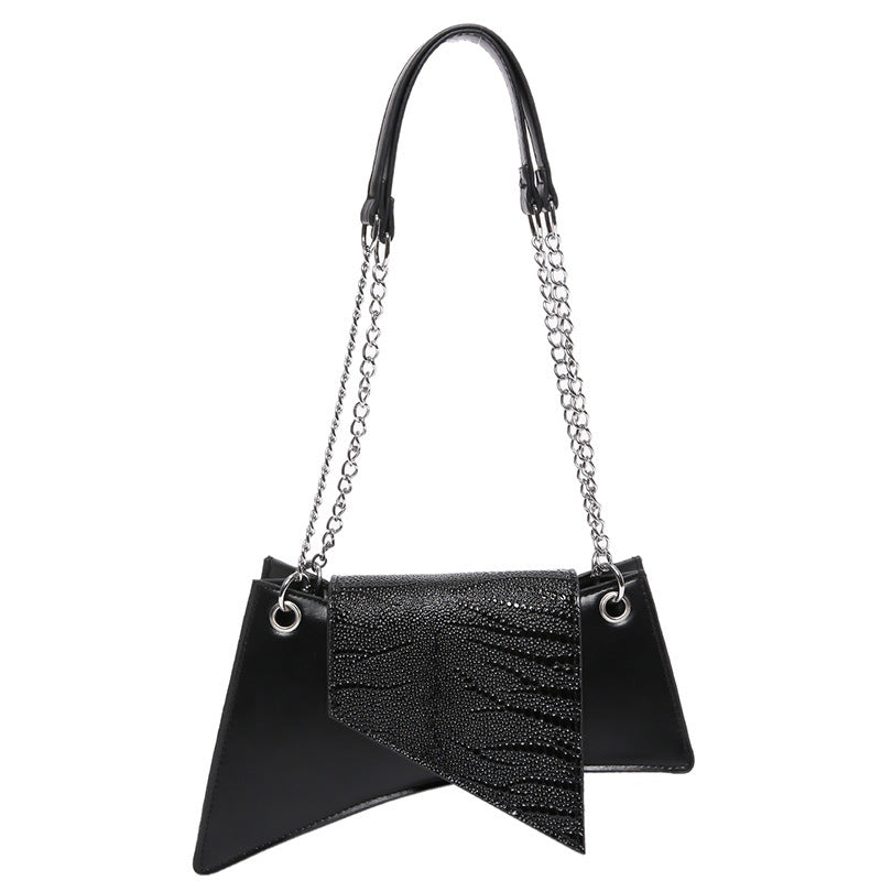 Bags-Stone Pattern Patent Leather Glossy Square Pouch Women - adritiX
