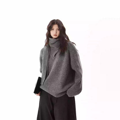 Gray Heavy Industry Women's Pullover Scarf Sweater - adritiX