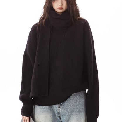 Gray Heavy Industry Women's Pullover Scarf Sweater - adritiX