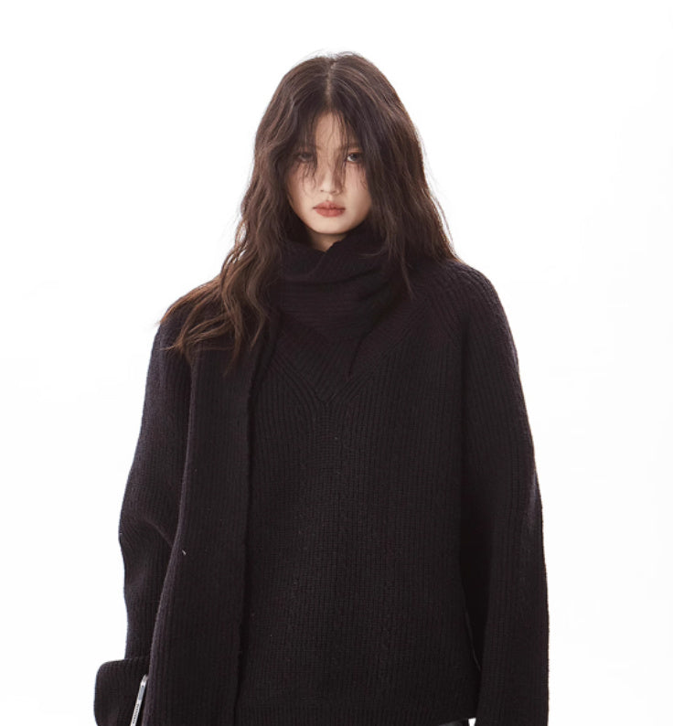 Gray Heavy Industry Women's Pullover Scarf Sweater - adritiX