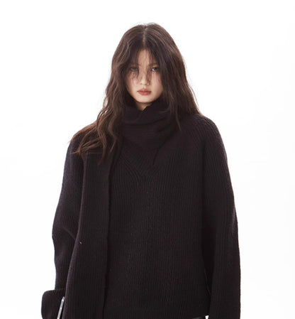 Gray Heavy Industry Women's Pullover Scarf Sweater - adritiX