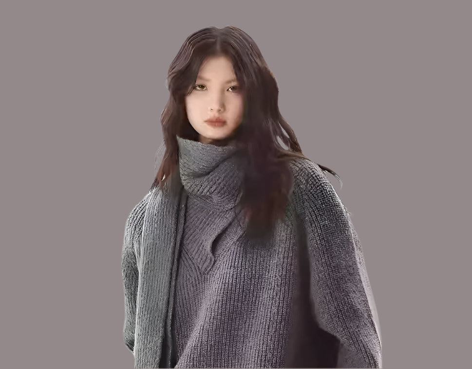 Gray Heavy Industry Women's Pullover Scarf Sweater - adritiX