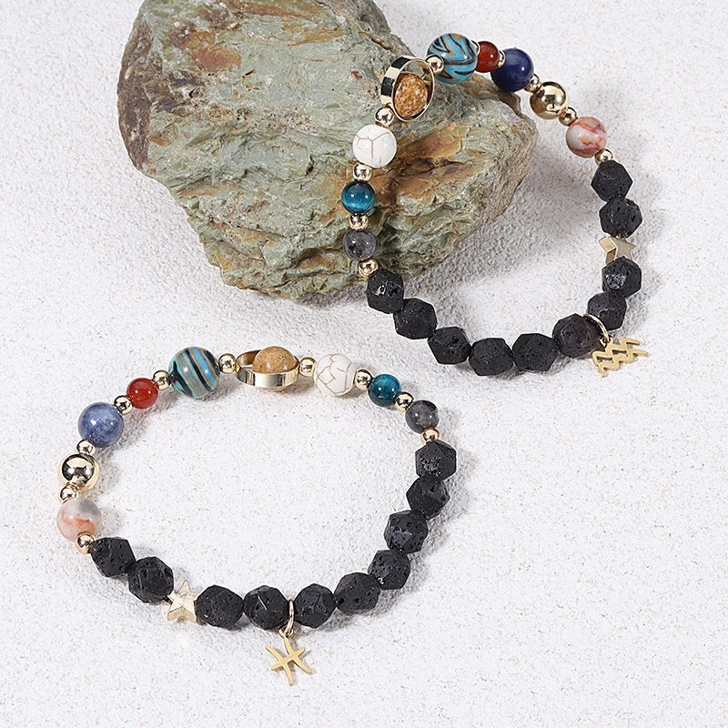 Natural Volcanic Rock Twelve Constellations Bracelets - adritiX