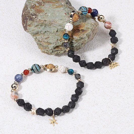 Natural Volcanic Rock Twelve Constellations Bracelets - adritiX