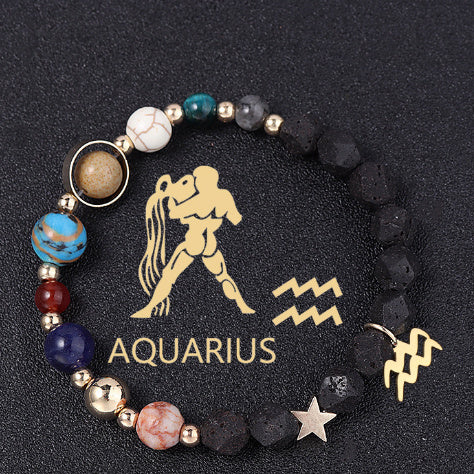 Natural Volcanic Rock Twelve Constellations Bracelets - adritiX