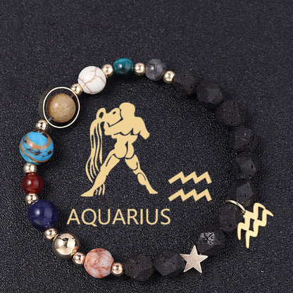 Natural Volcanic Rock Twelve Constellations Bracelets - adritiX