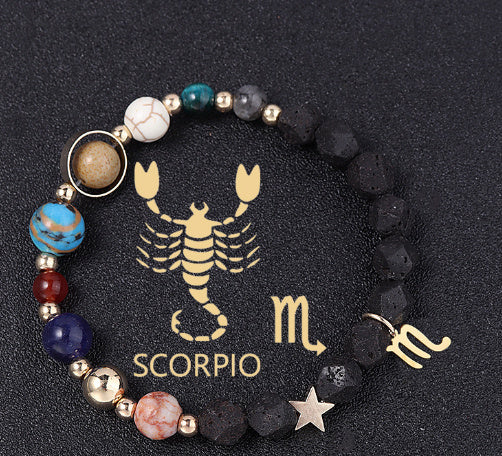 Natural Volcanic Rock Twelve Constellations Bracelets - adritiX