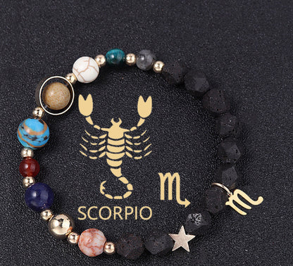 Natural Volcanic Rock Twelve Constellations Bracelets - adritiX