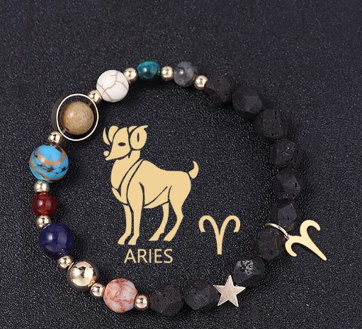 Natural Volcanic Rock Twelve Constellations Bracelets - adritiX