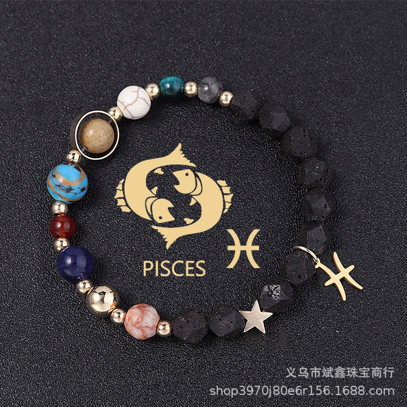 Natural Volcanic Rock Twelve Constellations Bracelets - adritiX