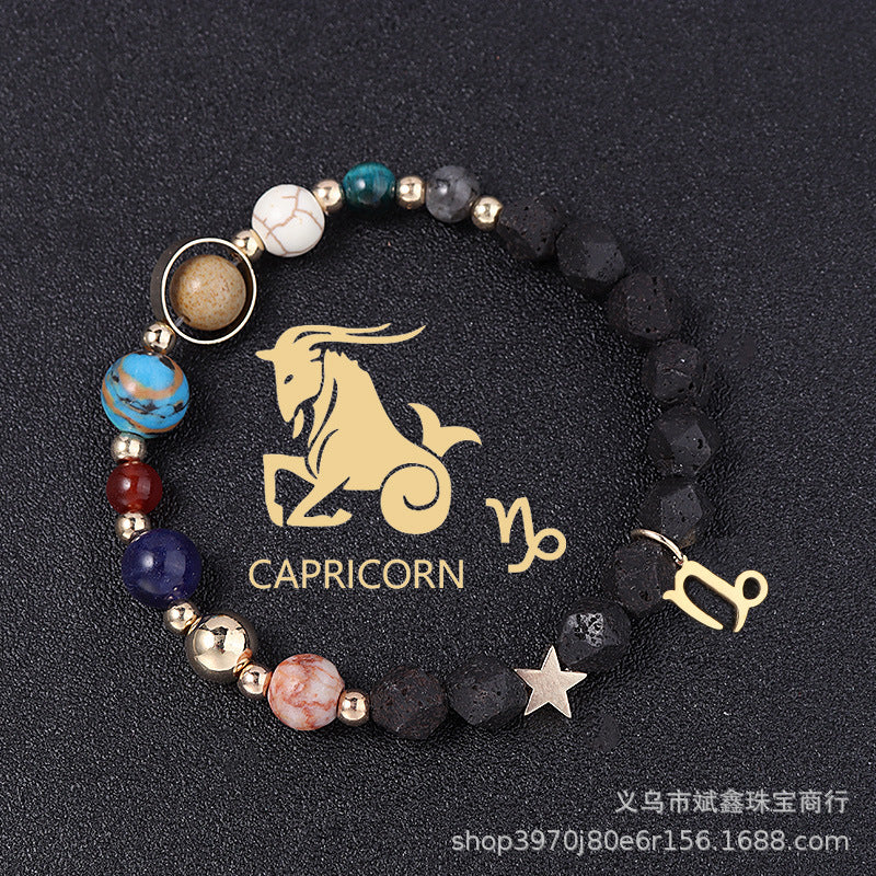 Natural Volcanic Rock Twelve Constellations Bracelets - adritiX