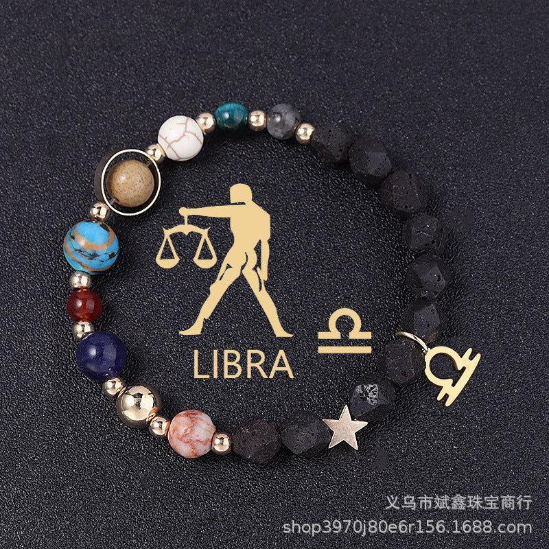 Natural Volcanic Rock Twelve Constellations Bracelets - adritiX