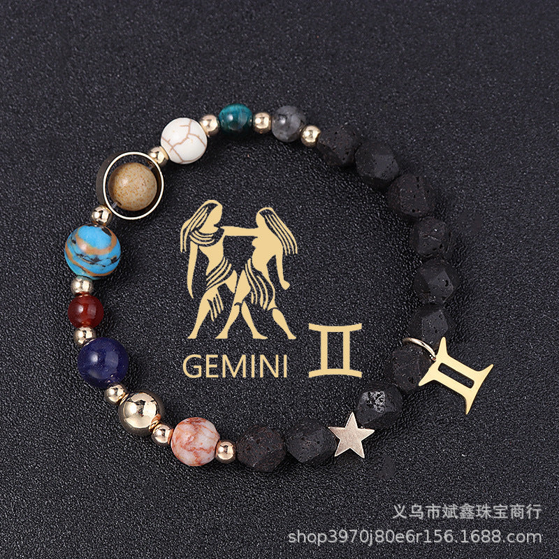 Natural Volcanic Rock Twelve Constellations Bracelets - adritiX