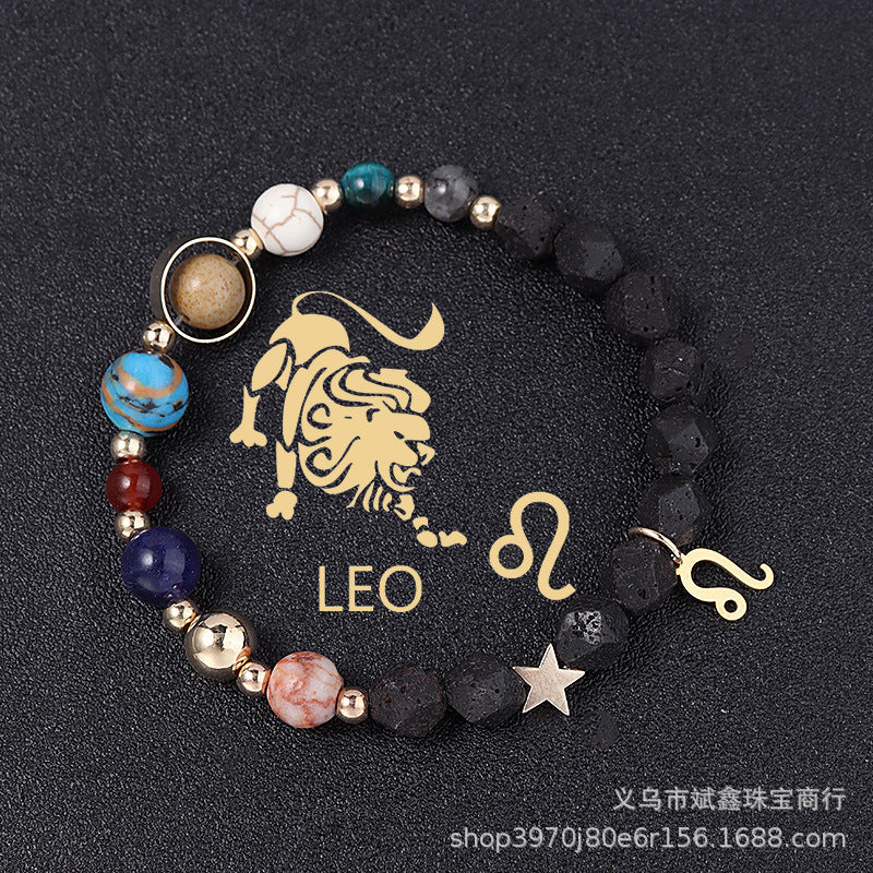 Natural Volcanic Rock Twelve Constellations Bracelets - adritiX