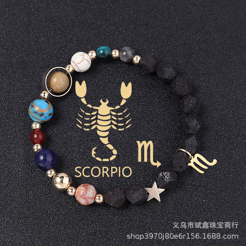 Natural Volcanic Rock Twelve Constellations Bracelets - adritiX