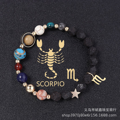 Natural Volcanic Rock Twelve Constellations Bracelets - adritiX