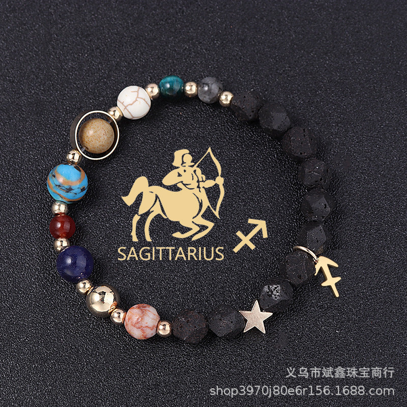 Natural Volcanic Rock Twelve Constellations Bracelets - adritiX