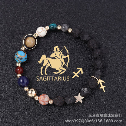Natural Volcanic Rock Twelve Constellations Bracelets - adritiX
