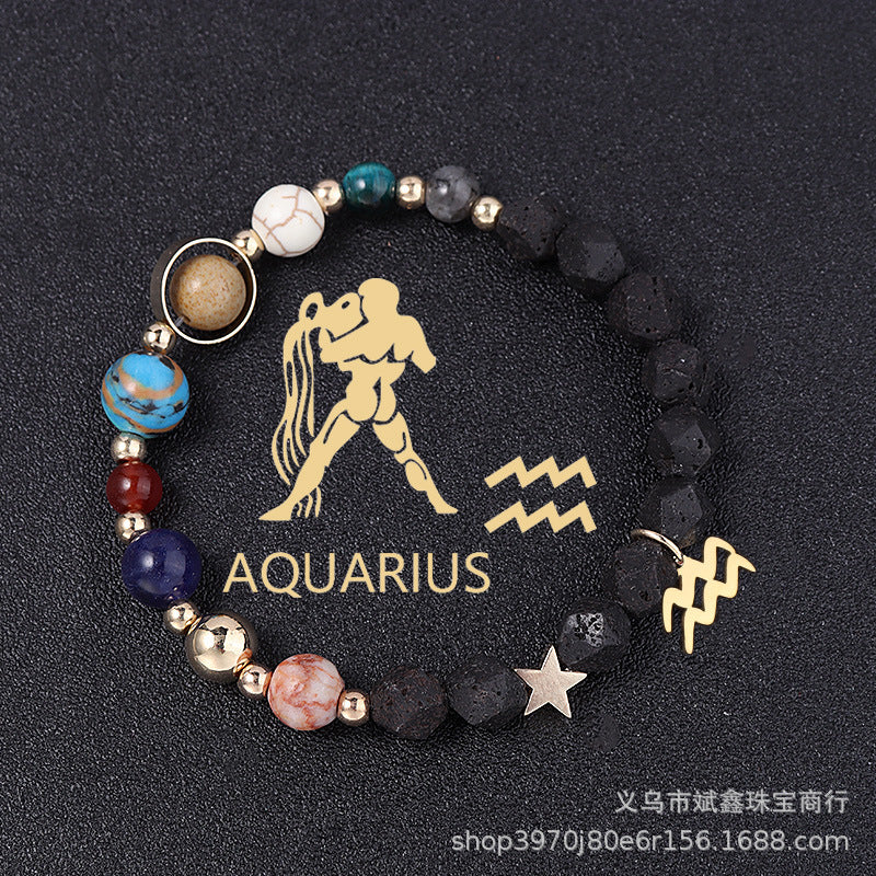 Natural Volcanic Rock Twelve Constellations Bracelets - adritiX