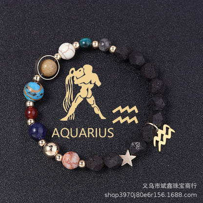 Natural Volcanic Rock Twelve Constellations Bracelets - adritiX