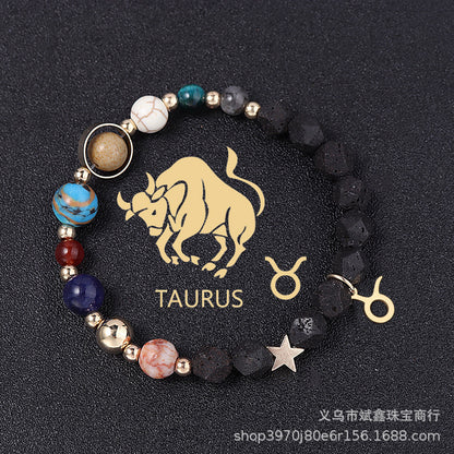 Natural Volcanic Rock Twelve Constellations Bracelets - adritiX