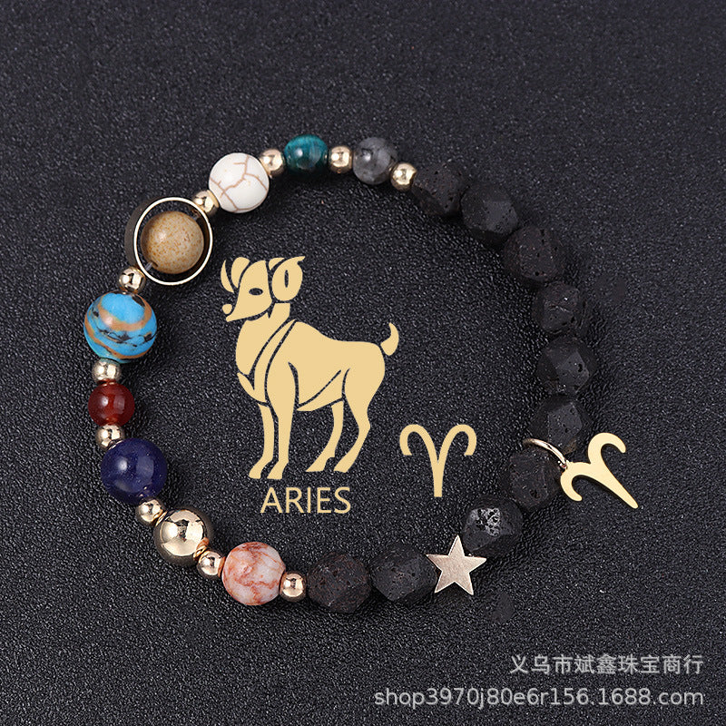 Natural Volcanic Rock Twelve Constellations Bracelets - adritiX