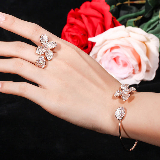 Creative Adjustable Two piece Bracelet And Ring - adritiX