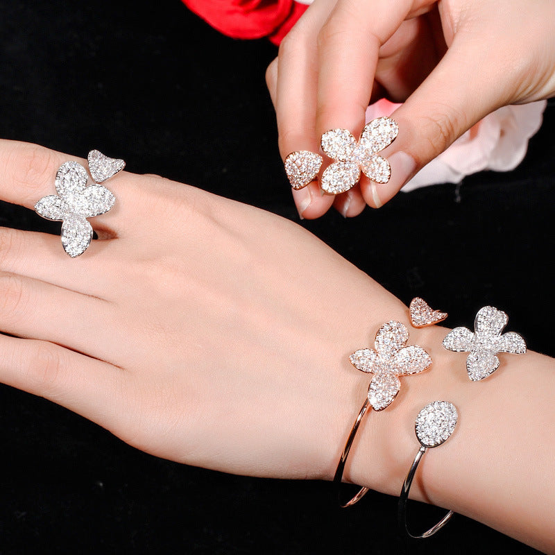 Creative Adjustable Two piece Bracelet And Ring - adritiX