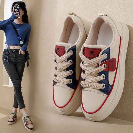 Shoes-Women's Stylish Comfortable White Platform Sneakers - adritiX