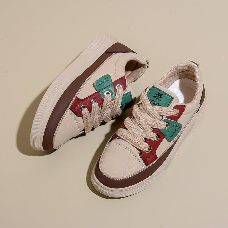 Shoes-Women's Stylish Comfortable White Platform Sneakers - adritiX