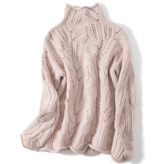 Artistic Mesh Sweater Pure Cashmere Shirt Women's High Neck Thickened Fashionable - adritiX